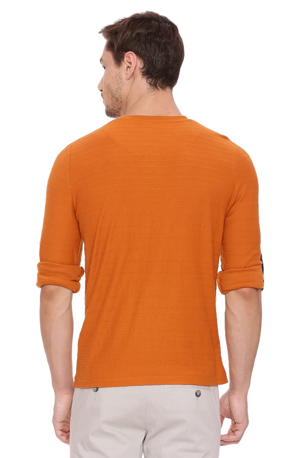 BASICS MUSCLE FIT HENLEY LONG SLEEVE T SHIRT