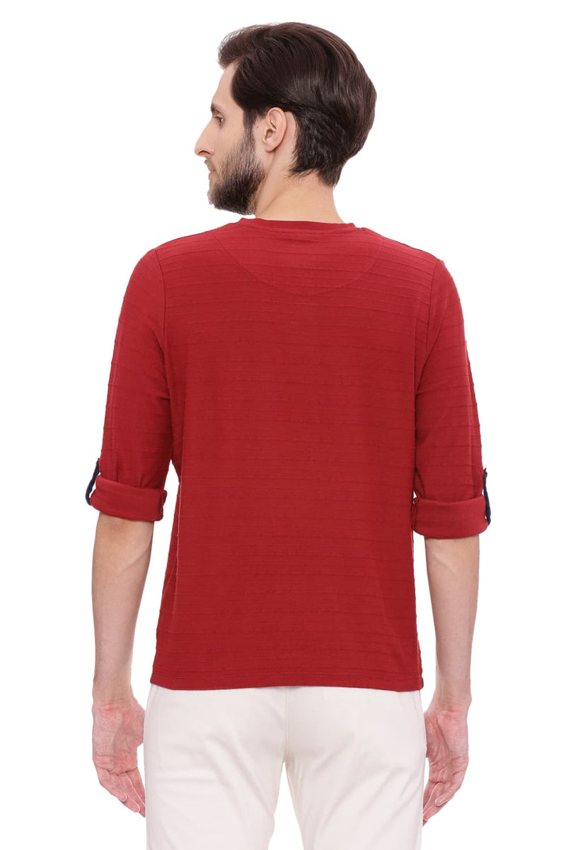 BASICS MUSCLE FIT HENLEY LONG SLEEVE T SHIRT