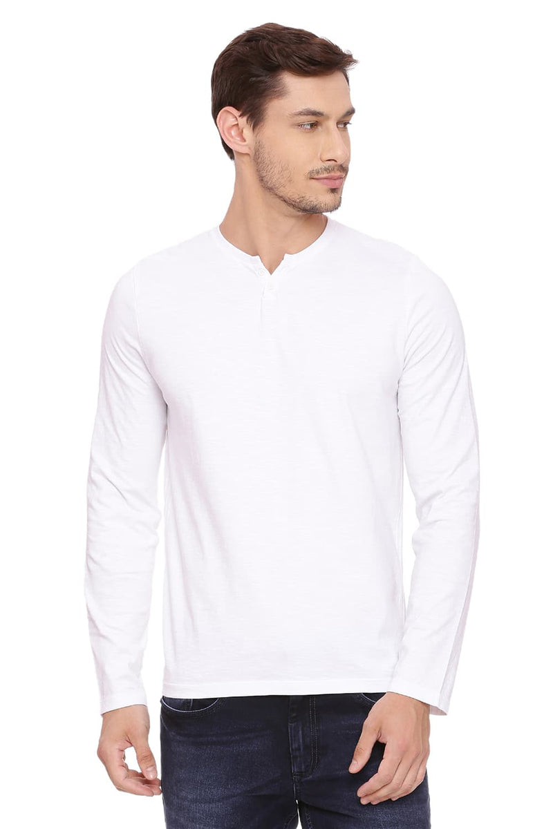 BASICS MUSCLE FIT HENLEY T SHIRT