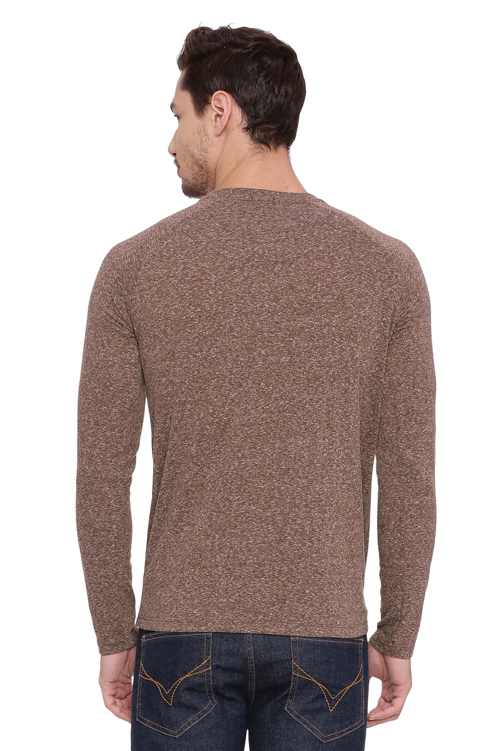 BASICS MUSCLE FIT HENLEY LONG SLEEVE T SHIRT