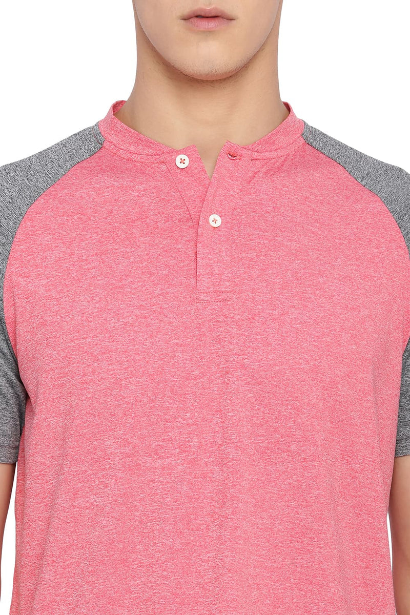 BASICS MUSCLE FIT HENLEY T SHIRT