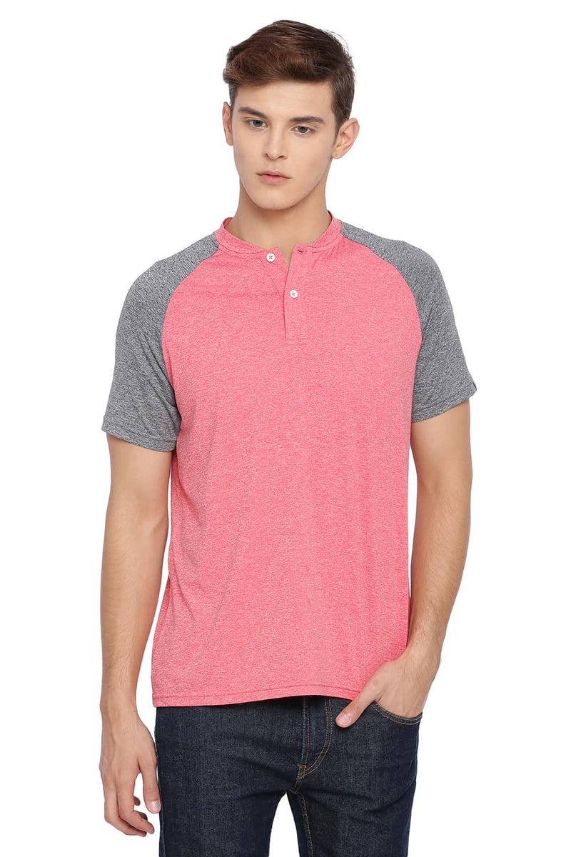 BASICS MUSCLE FIT HENLEY T SHIRT