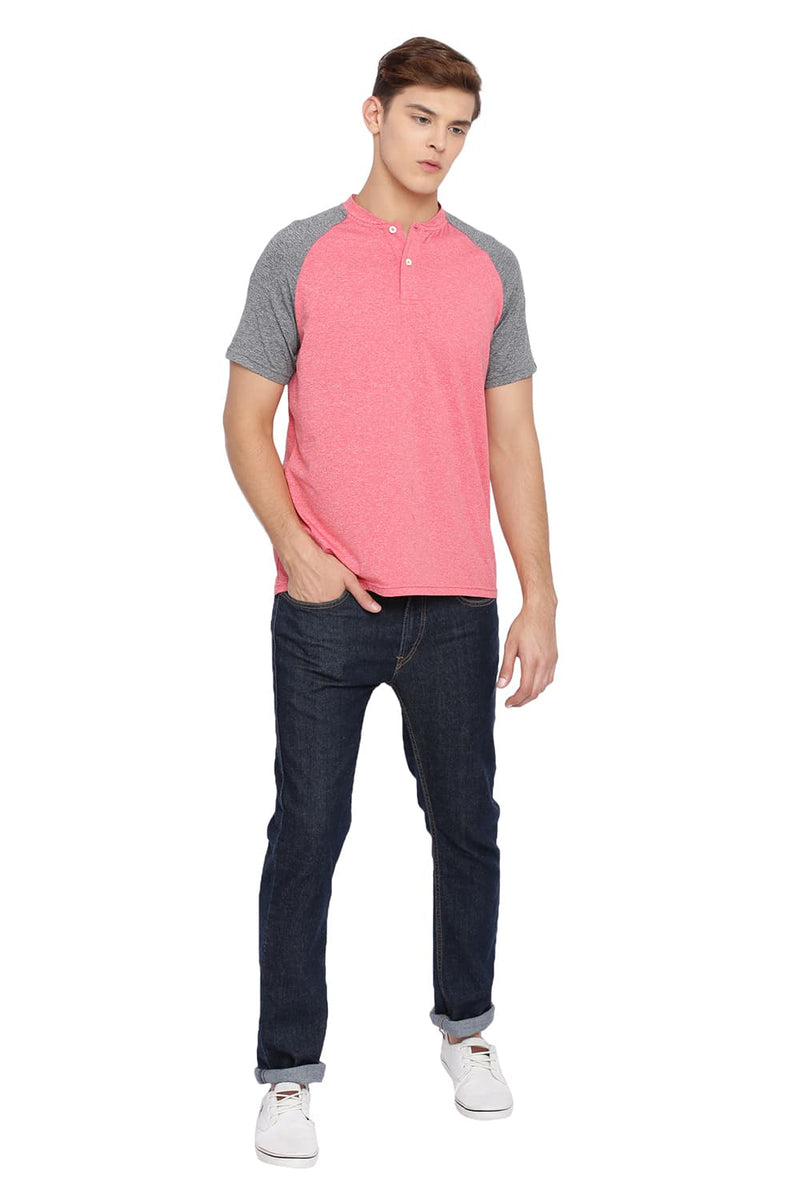 BASICS MUSCLE FIT HENLEY T SHIRT