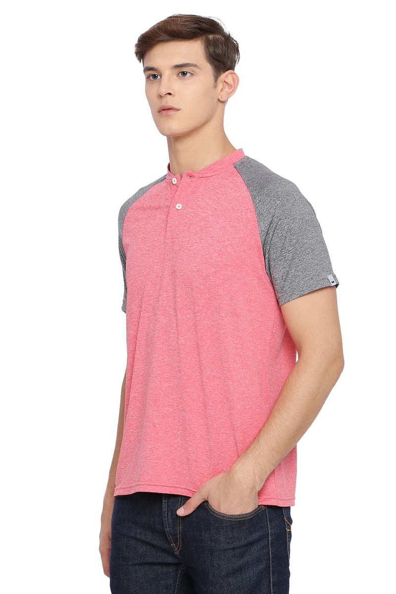 BASICS MUSCLE FIT HENLEY T SHIRT