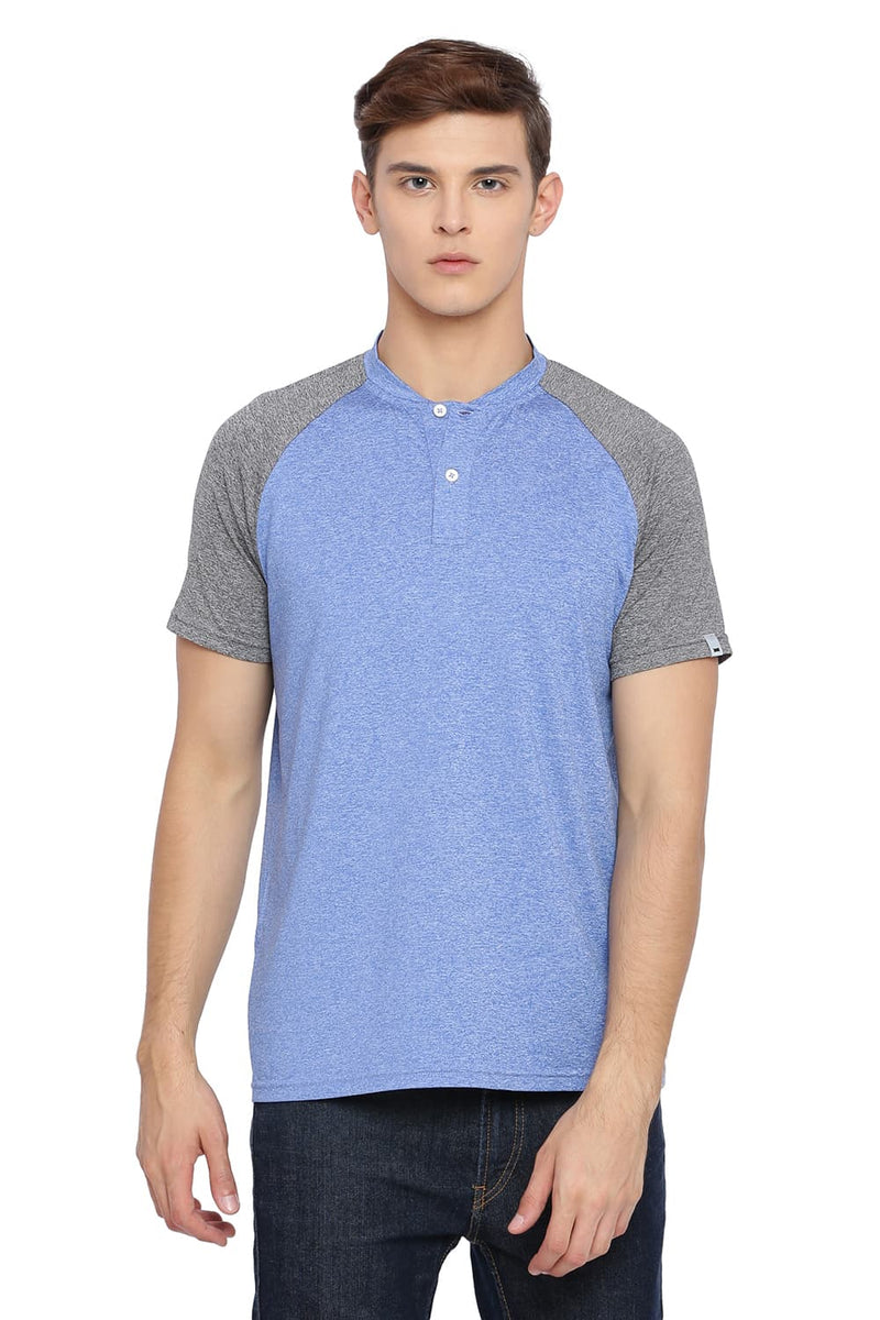 BASICS MUSCLE FIT HENLEY T SHIRT