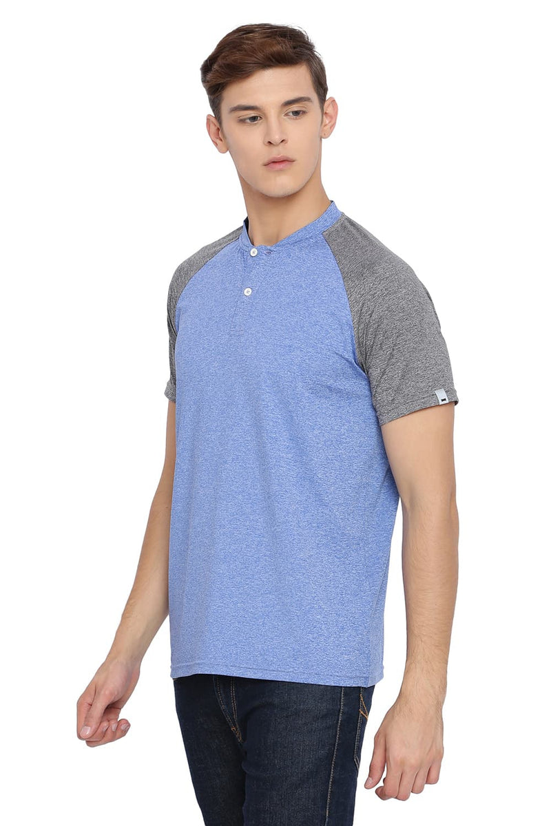 BASICS MUSCLE FIT HENLEY T SHIRT