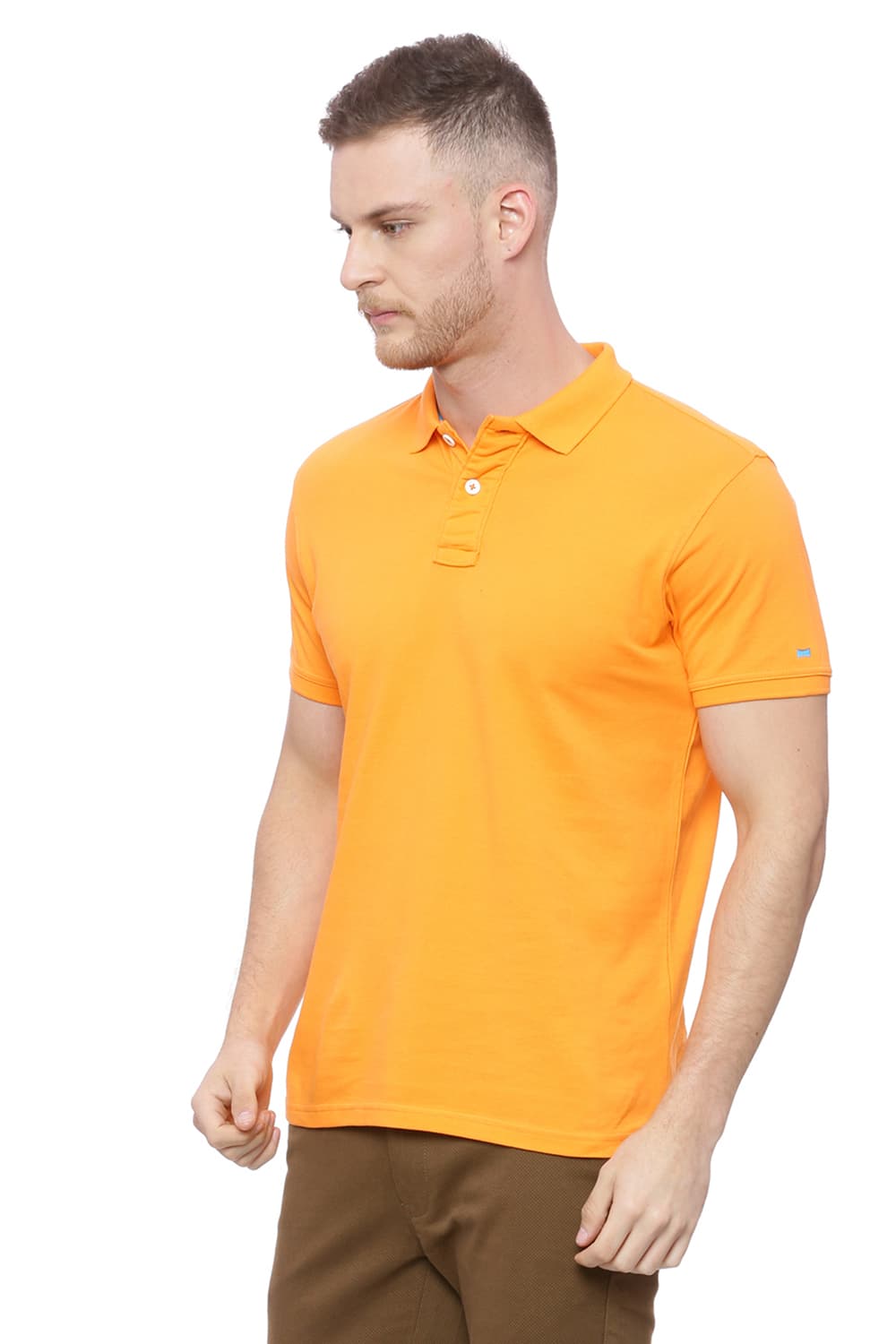 BASICS MUSCLE FIT MANDARIN POLO T SHIRT