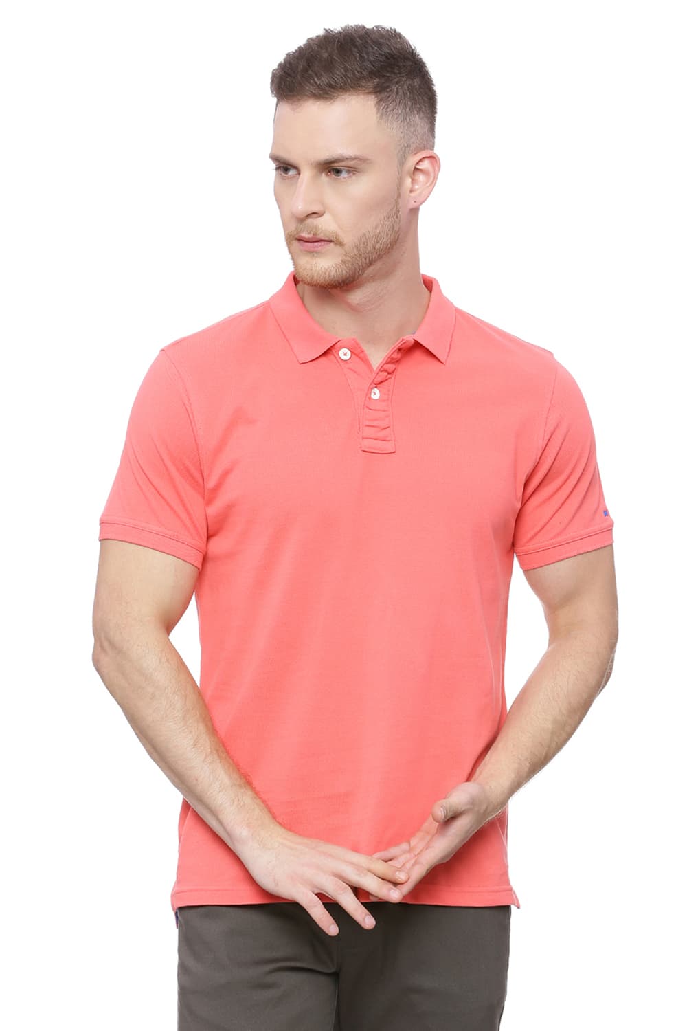 BASICS MUSCLE FIT MANDARIN POLO T SHIRT