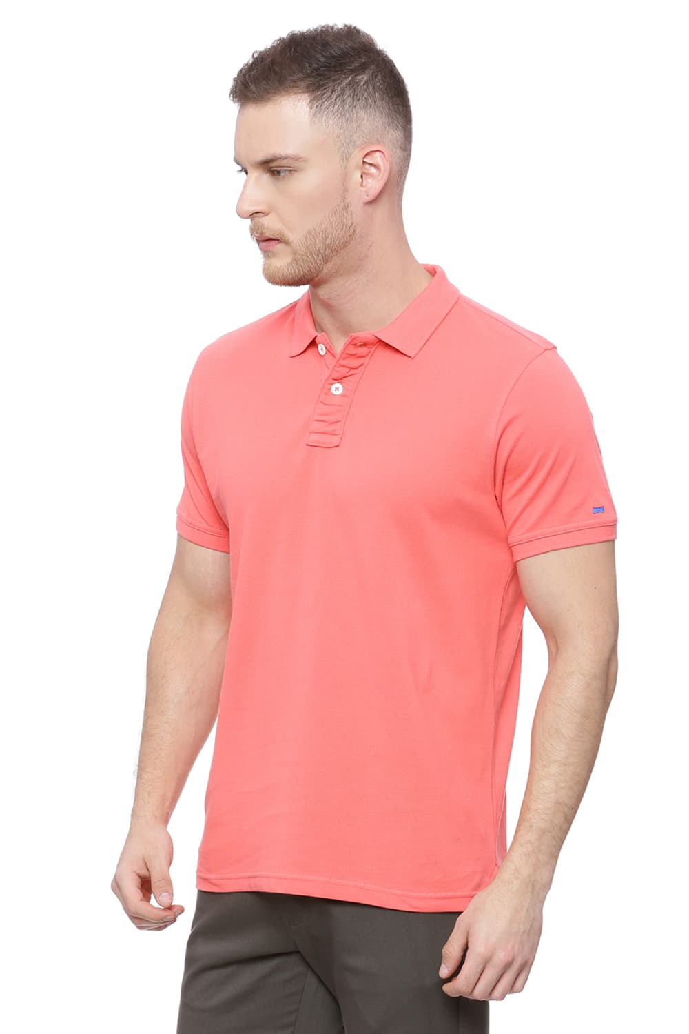 BASICS MUSCLE FIT MANDARIN POLO T SHIRT