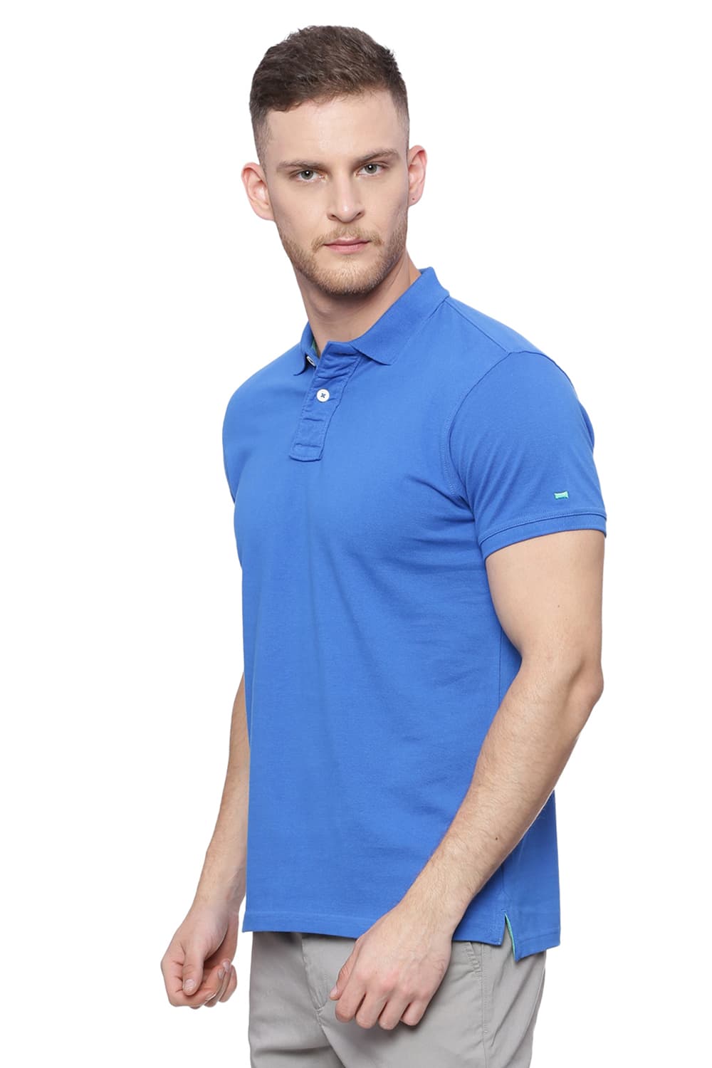 BASICS MUSCLE FIT MANDARIN POLO T SHIRT