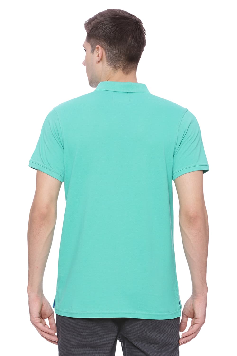 BASICS MUSCLE FIT MANDARIN POLO T SHIRT