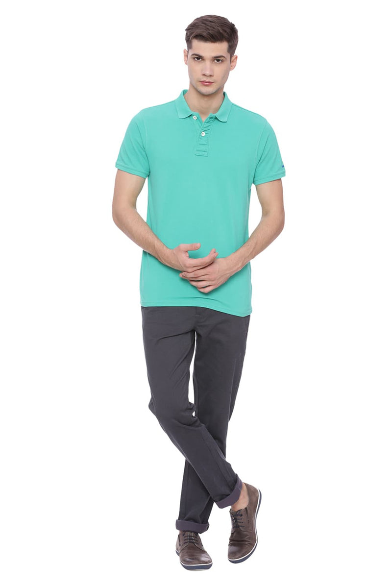 BASICS MUSCLE FIT MANDARIN POLO T SHIRT