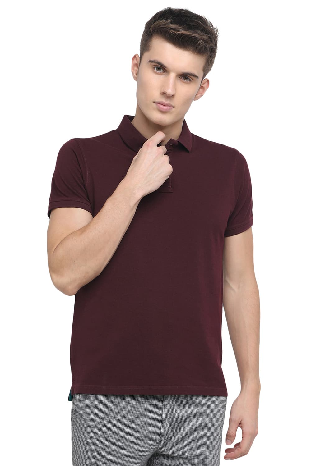 BASICS MUSCLE FIT HEATHER POLO T.SHIRT