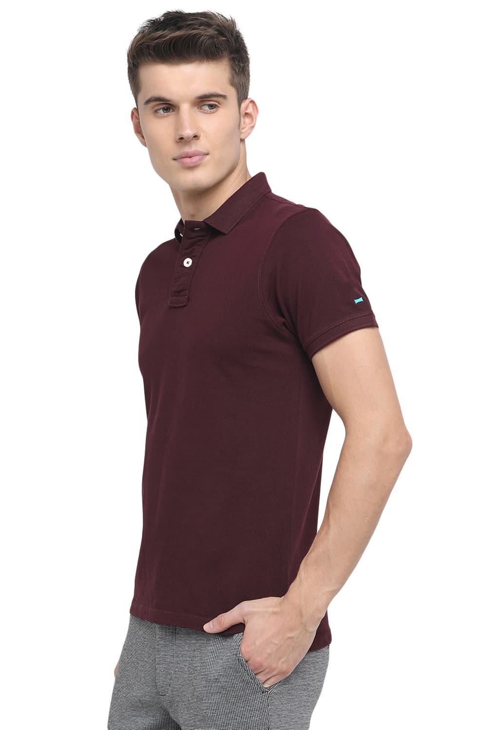 BASICS MUSCLE FIT HEATHER POLO T.SHIRT