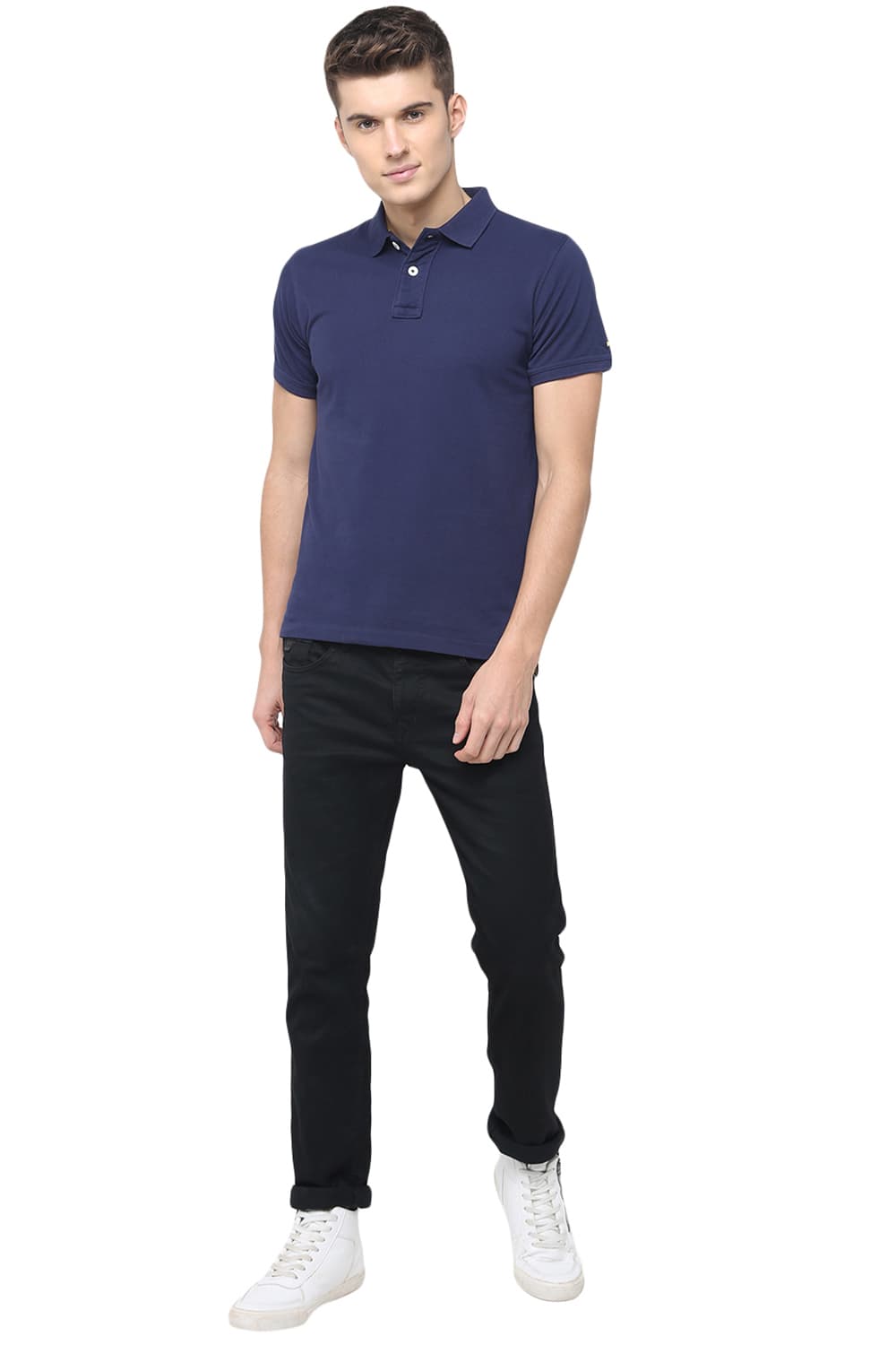 BASICS MUSCLE FIT HEATHER POLO T.SHIRT