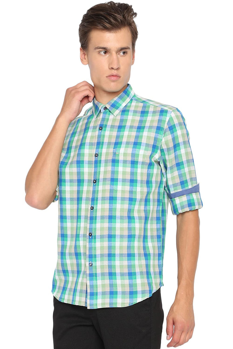 BASICS SLIM FIT CHECKS SHIRT