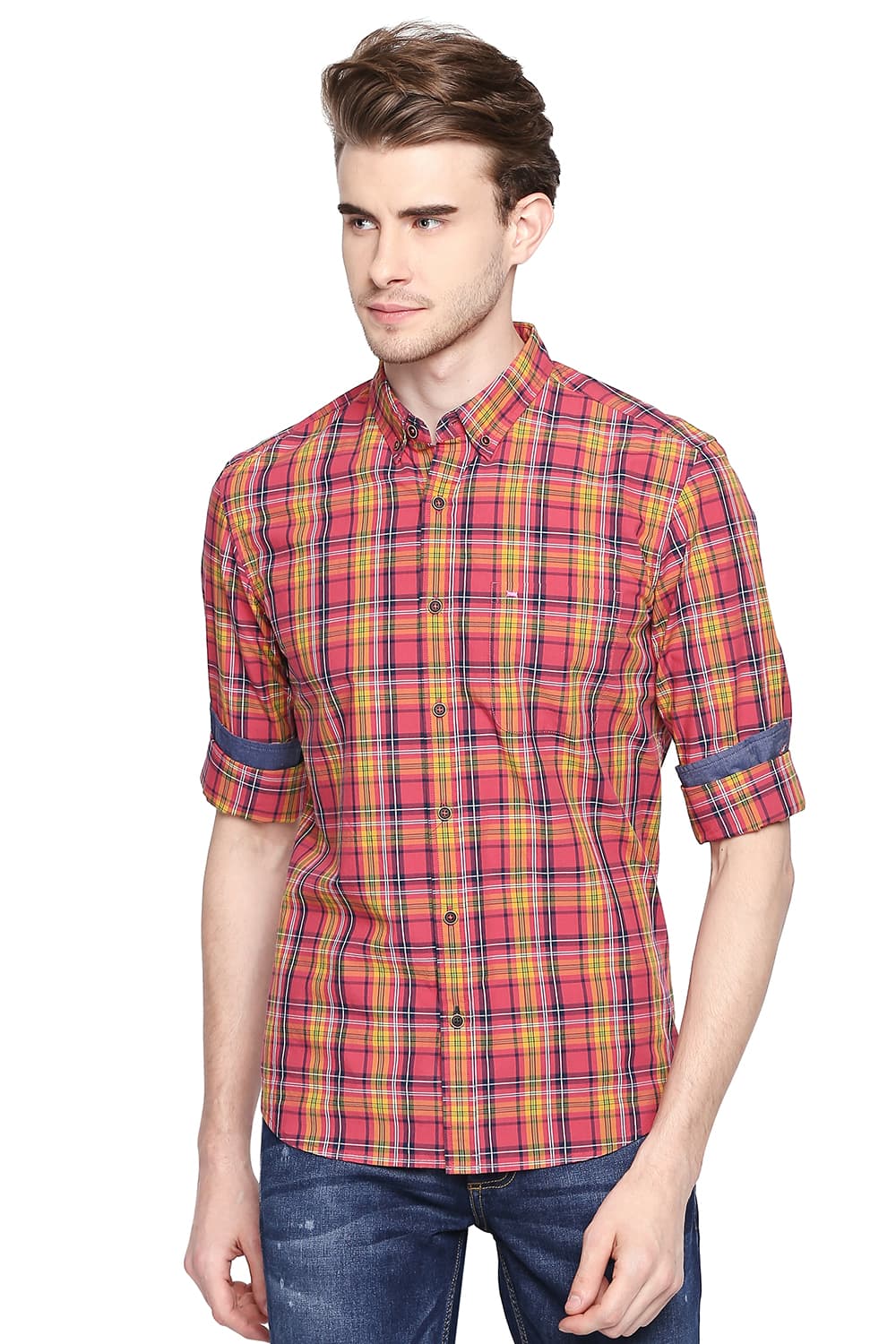 BASICS SLIM FIT CHECKS SHIRT