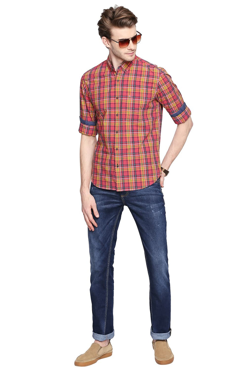 BASICS SLIM FIT CHECKS SHIRT