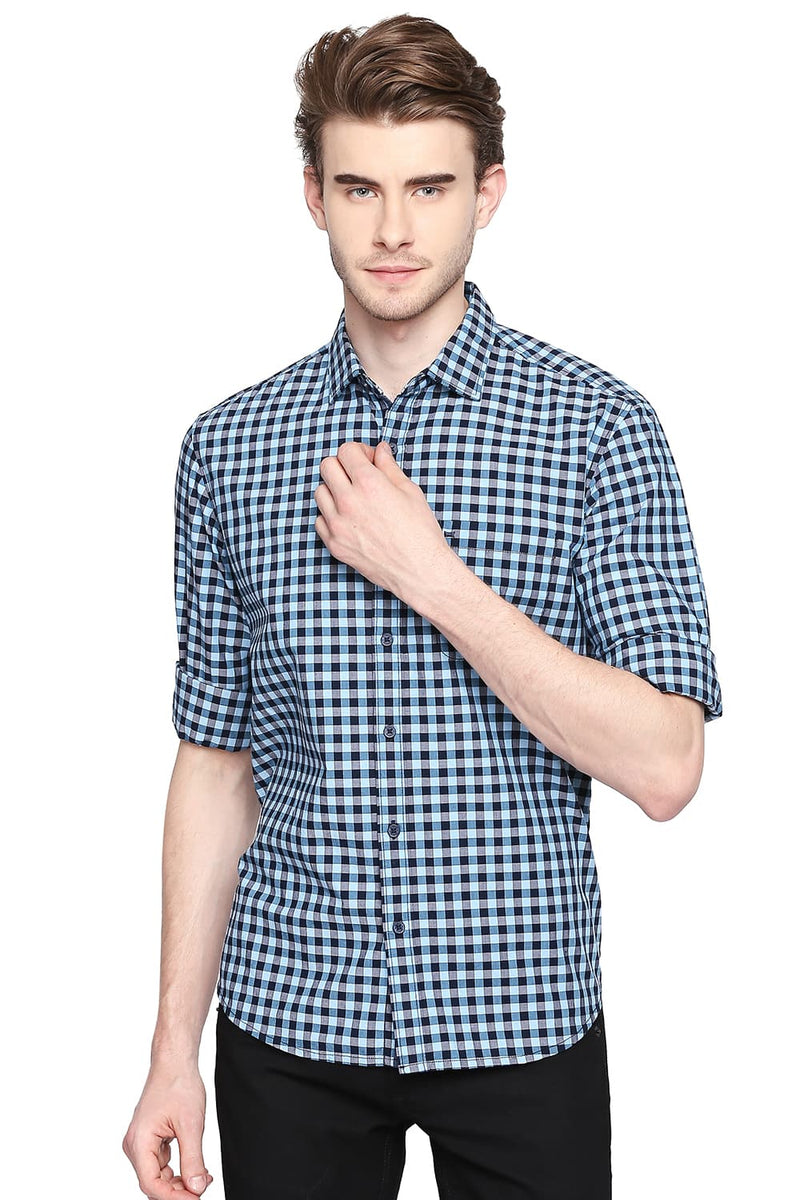 BASICS SLIM FIT CHECKS SHIRT