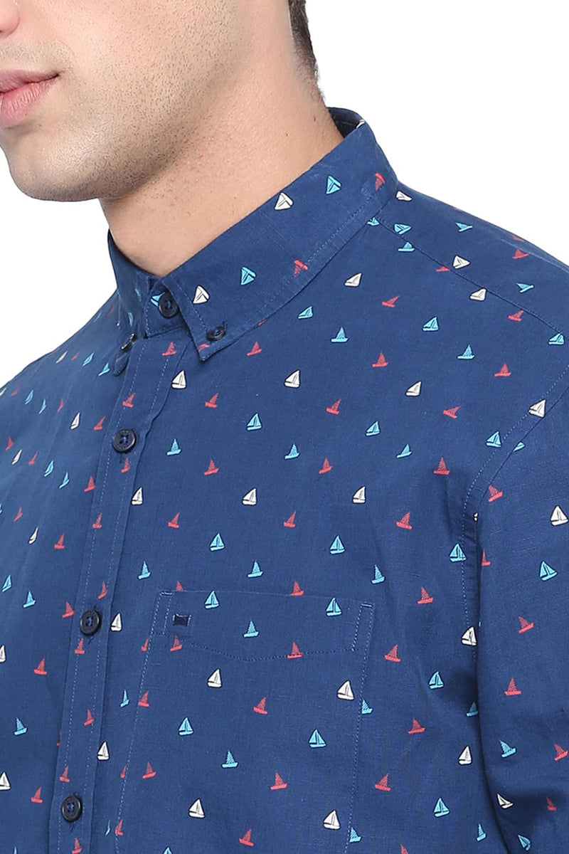 BASICS SLIM FIT PRINTED SHIRT