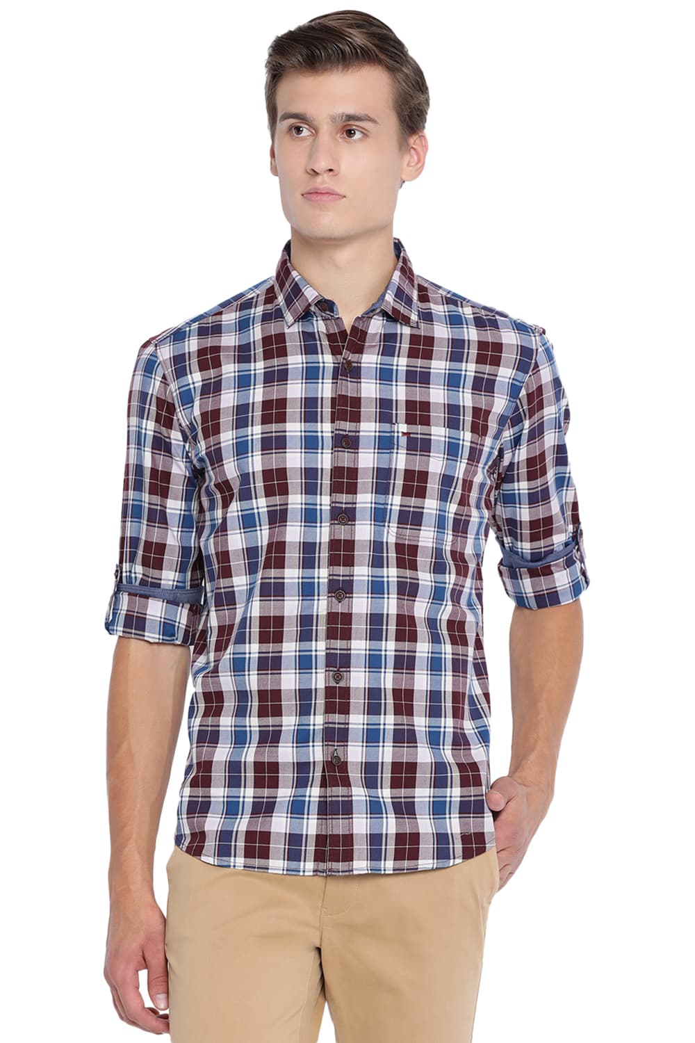 BASICS SLIM FIT CHECKS SHIRT