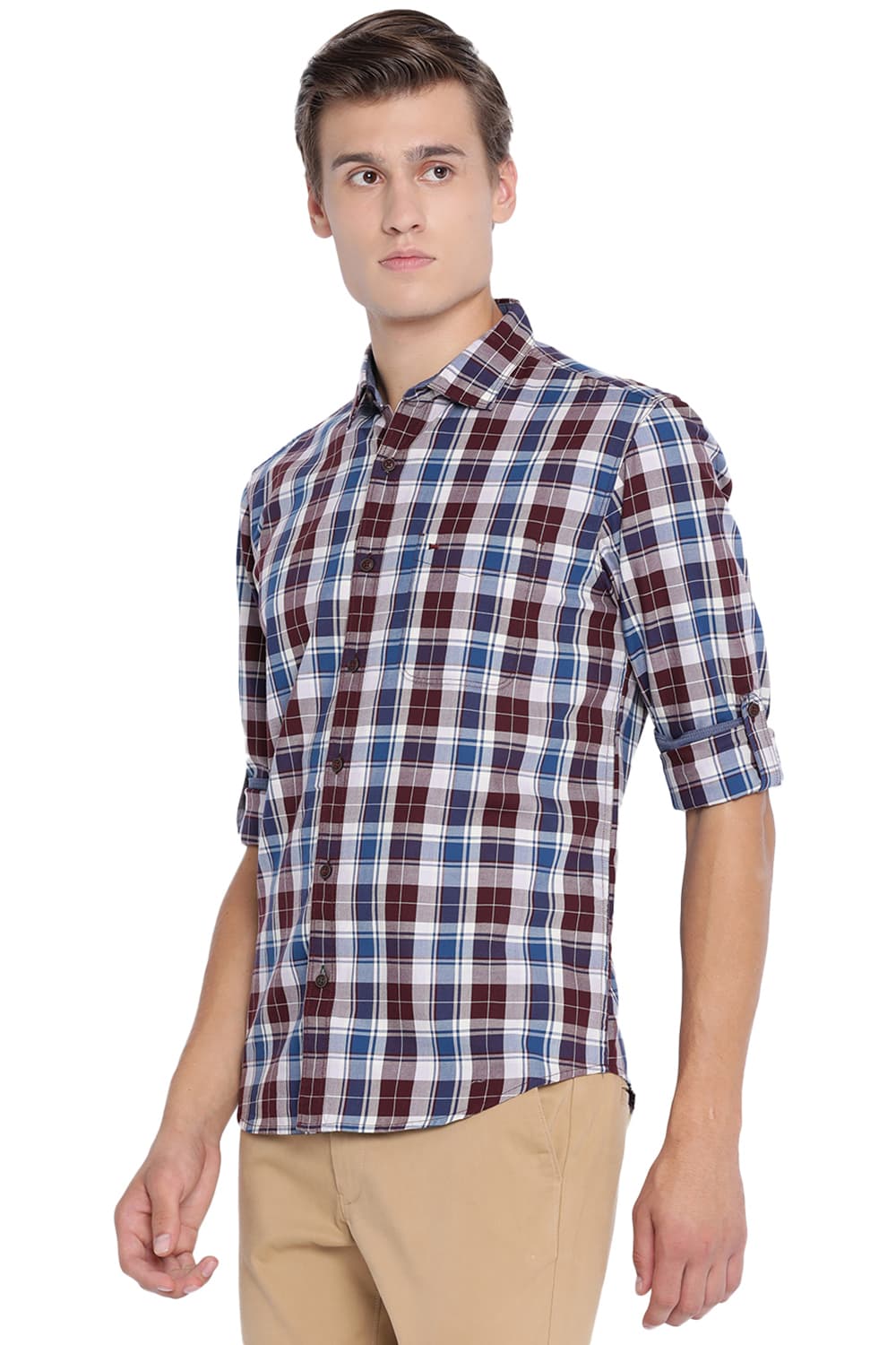 BASICS SLIM FIT CHECKS SHIRT