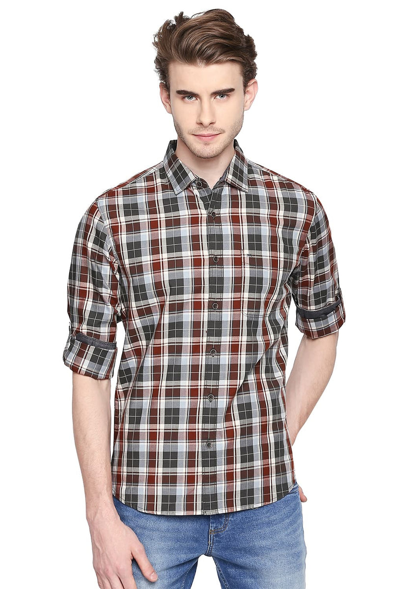 BASICS SLIM FIT CHECKS SHIRT