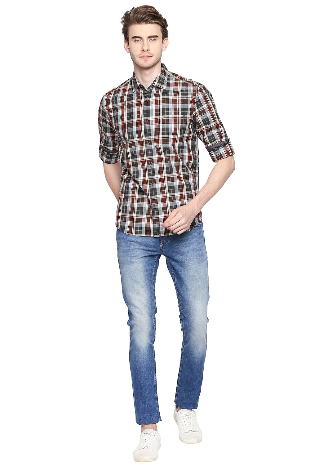 BASICS SLIM FIT CHECKS SHIRT