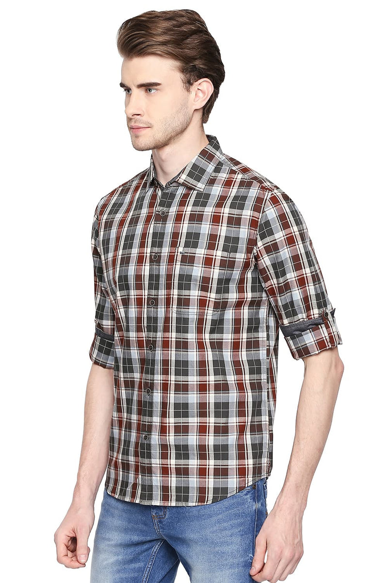 BASICS SLIM FIT CHECKS SHIRT