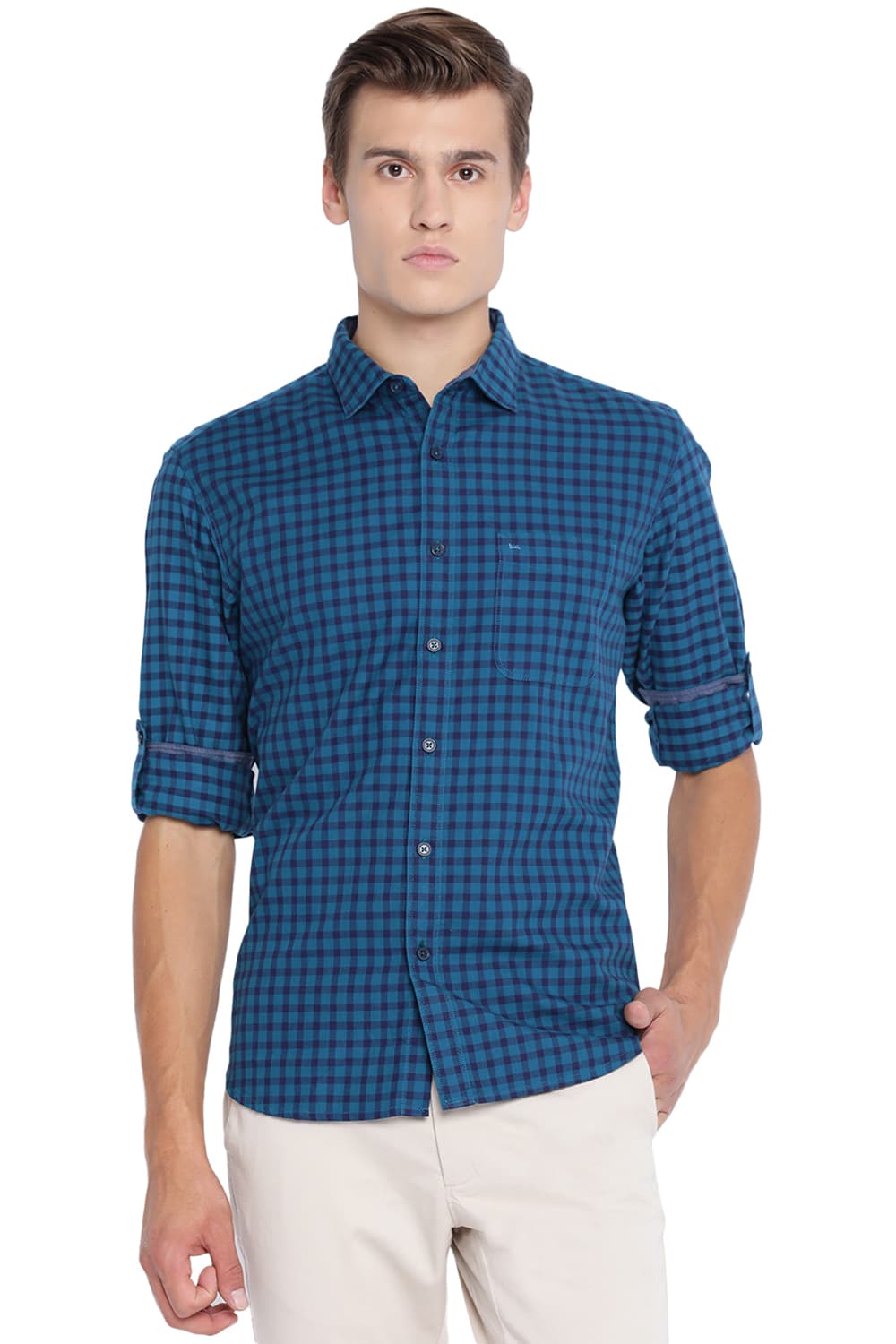 BASICS SLIM FIT CHECKS SHIRT