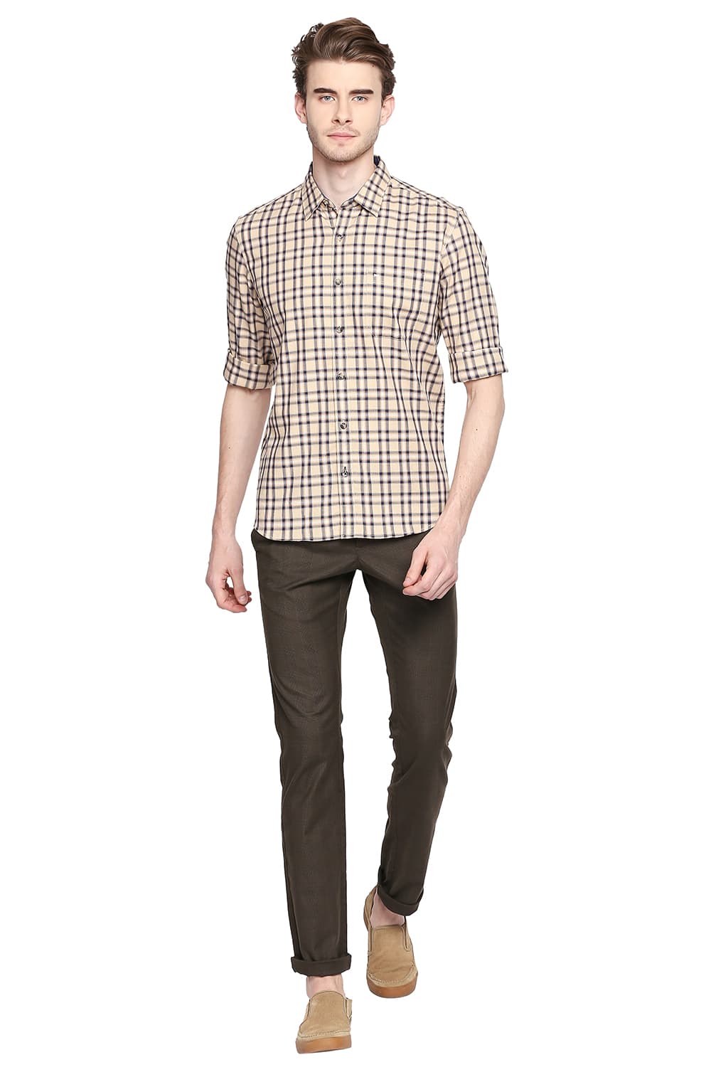 BASICS SLIM FIT CHECKS SHIRT