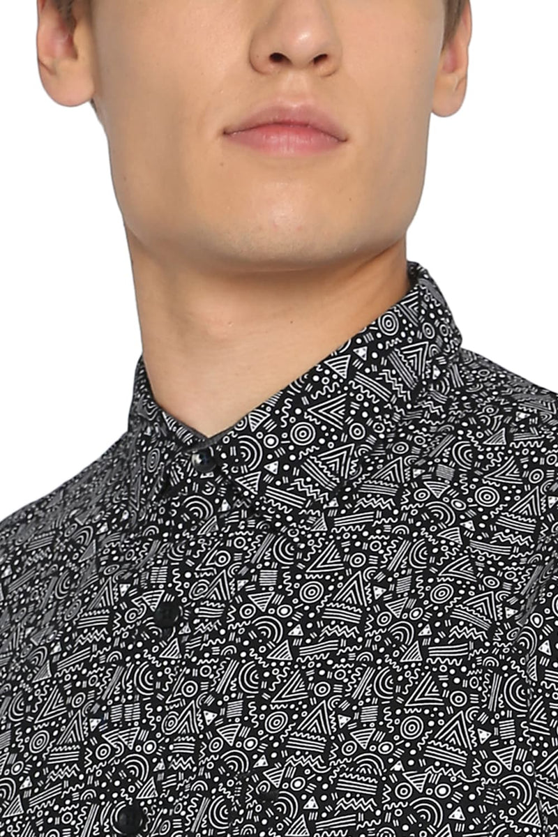 BASICS SLIM FIT PRINTED SHIRT