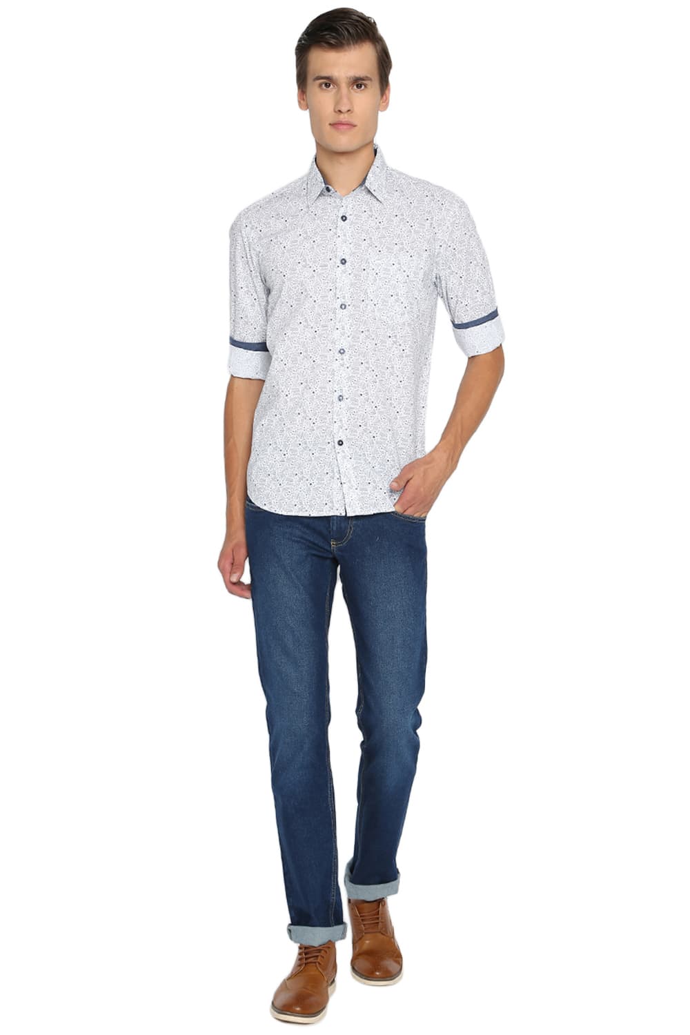 BASICS SLIM FIT PRINTED SHIRT