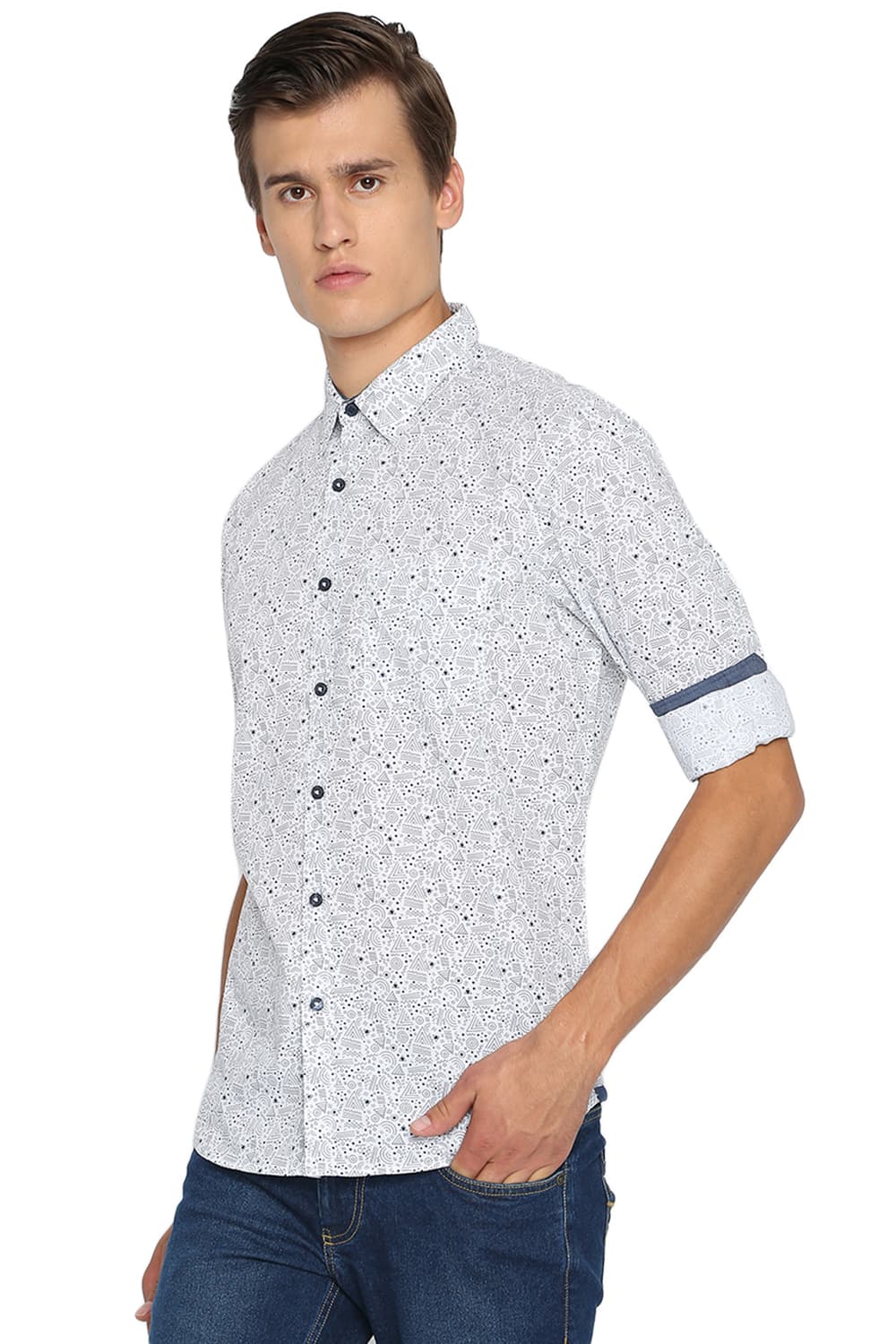 BASICS SLIM FIT PRINTED SHIRT