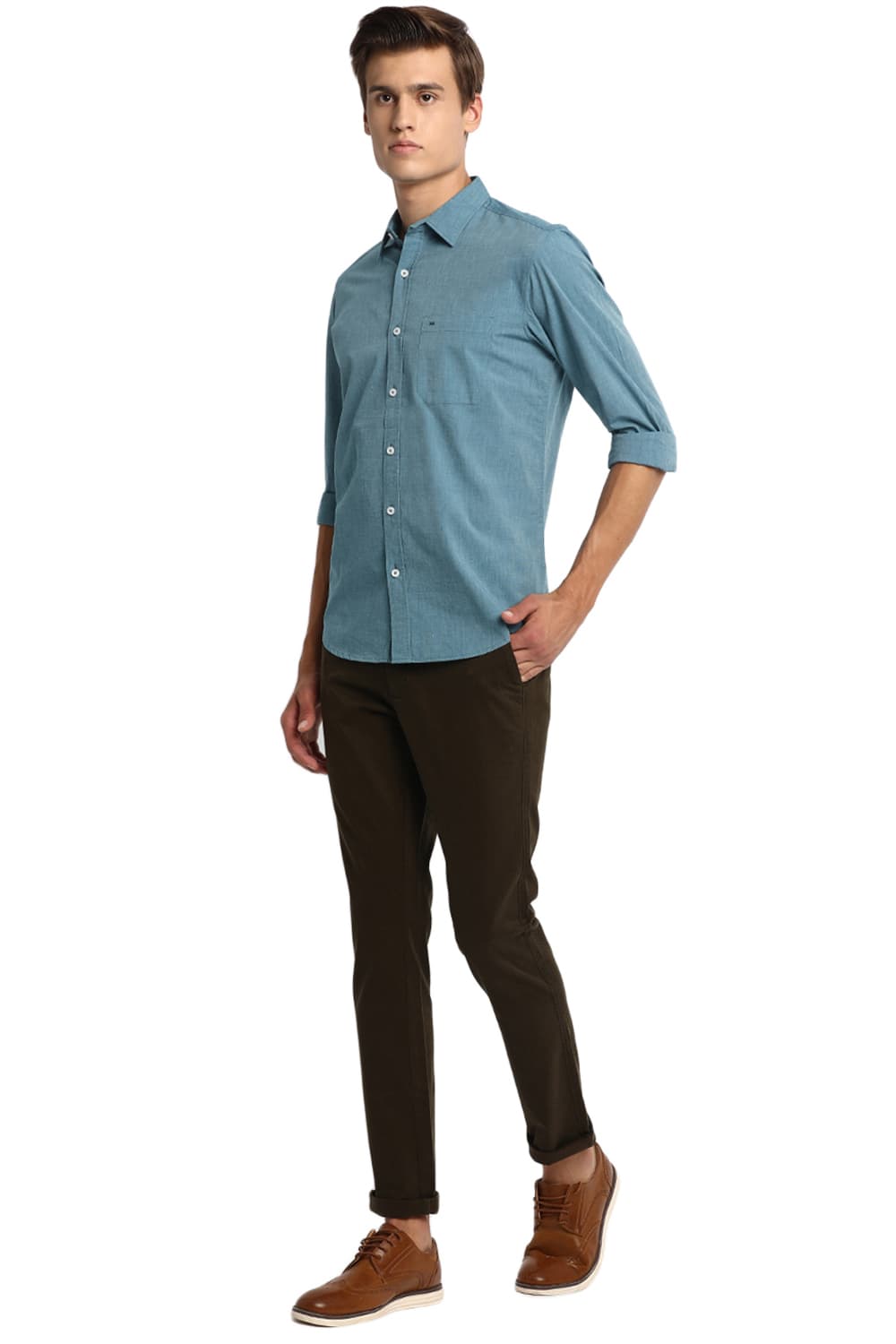 BASICS SLIM FIT FIL A FIL SHIRT