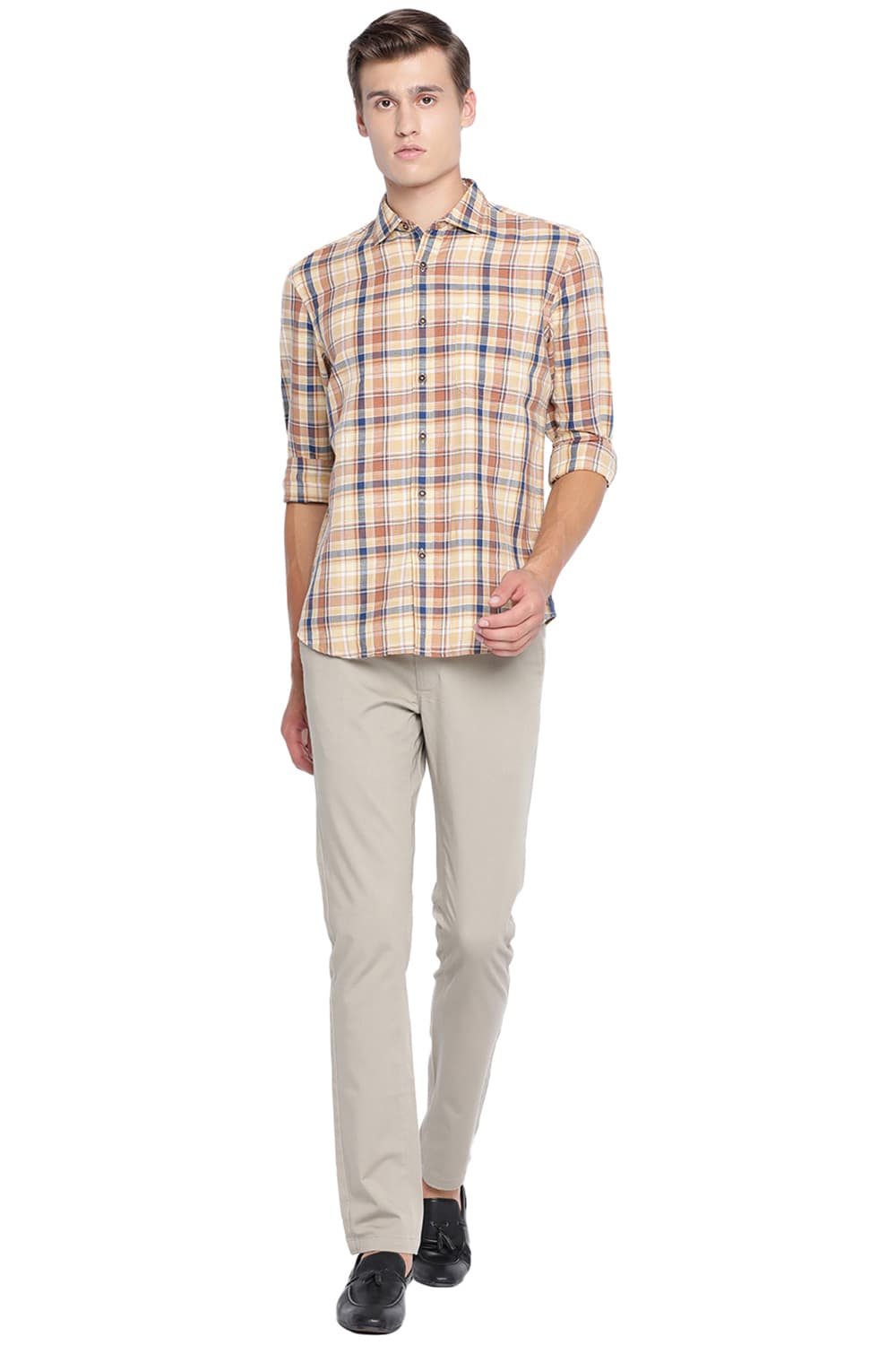 BASICS SLIM FIT CHECKS SHIRT