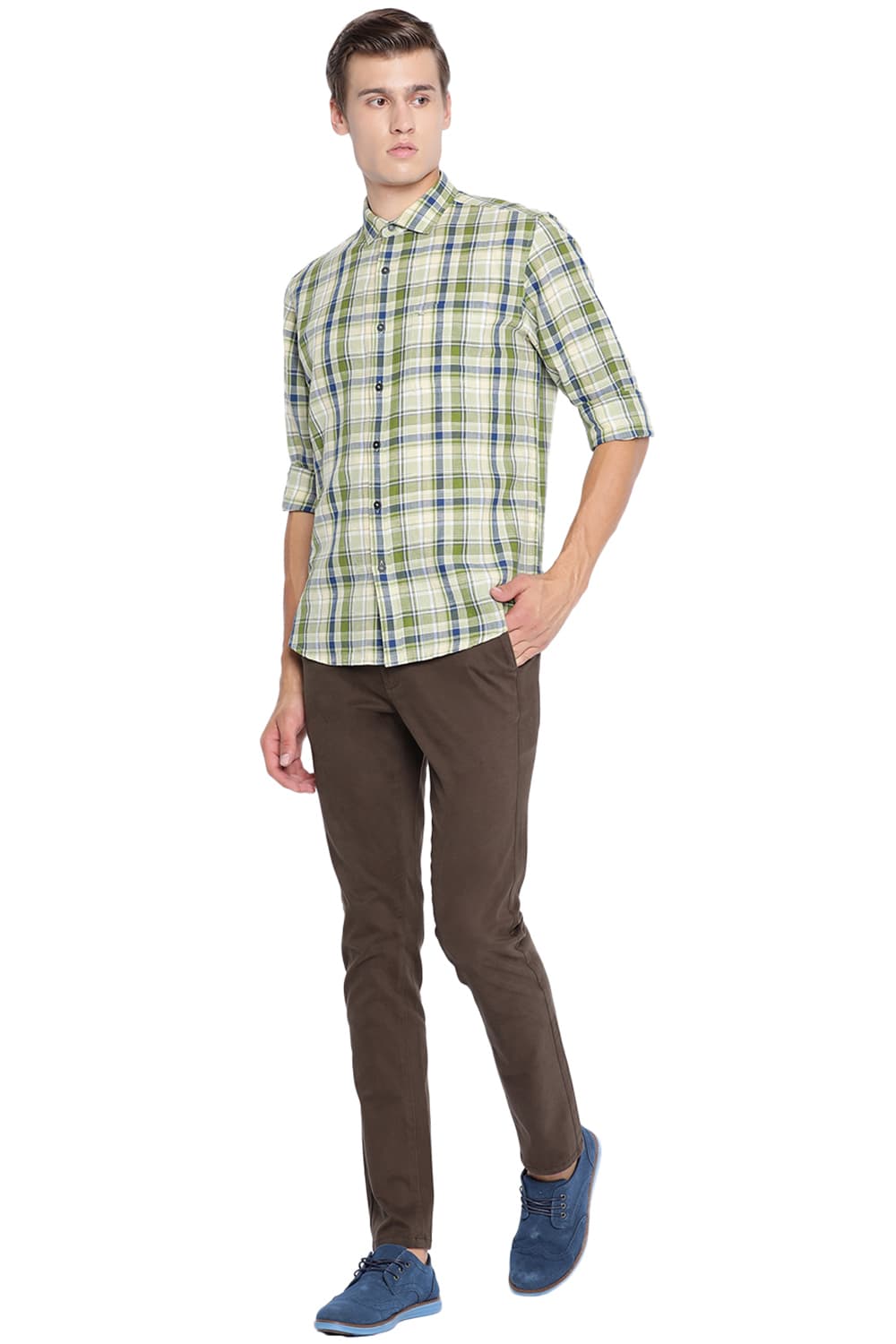 BASICS SLIM FIT CHECKS SHIRT