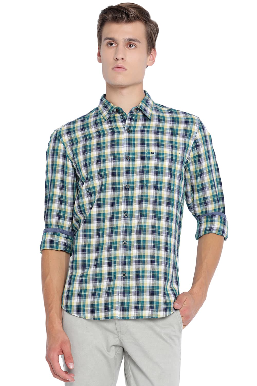 BASICS SLIM FIT CHECKS SHIRT