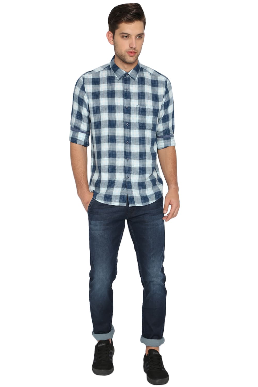 BASICS SLIM FIT CHECKS SHIRT