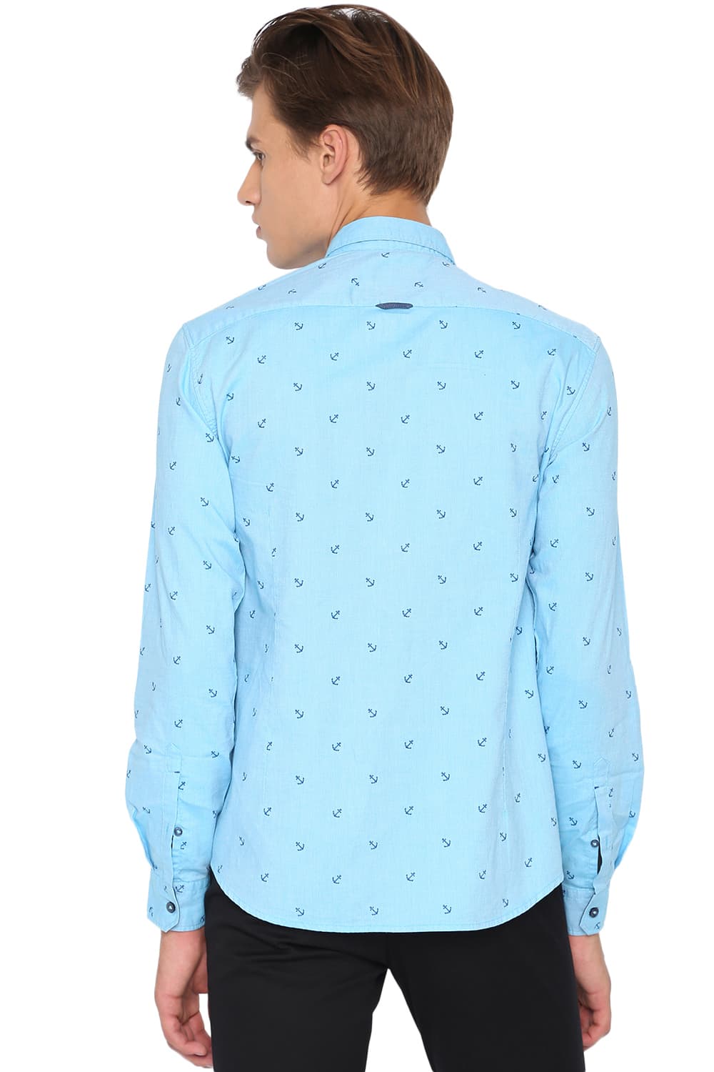 BASICS SLIM FIT PRINTED OXFORD SHIRT