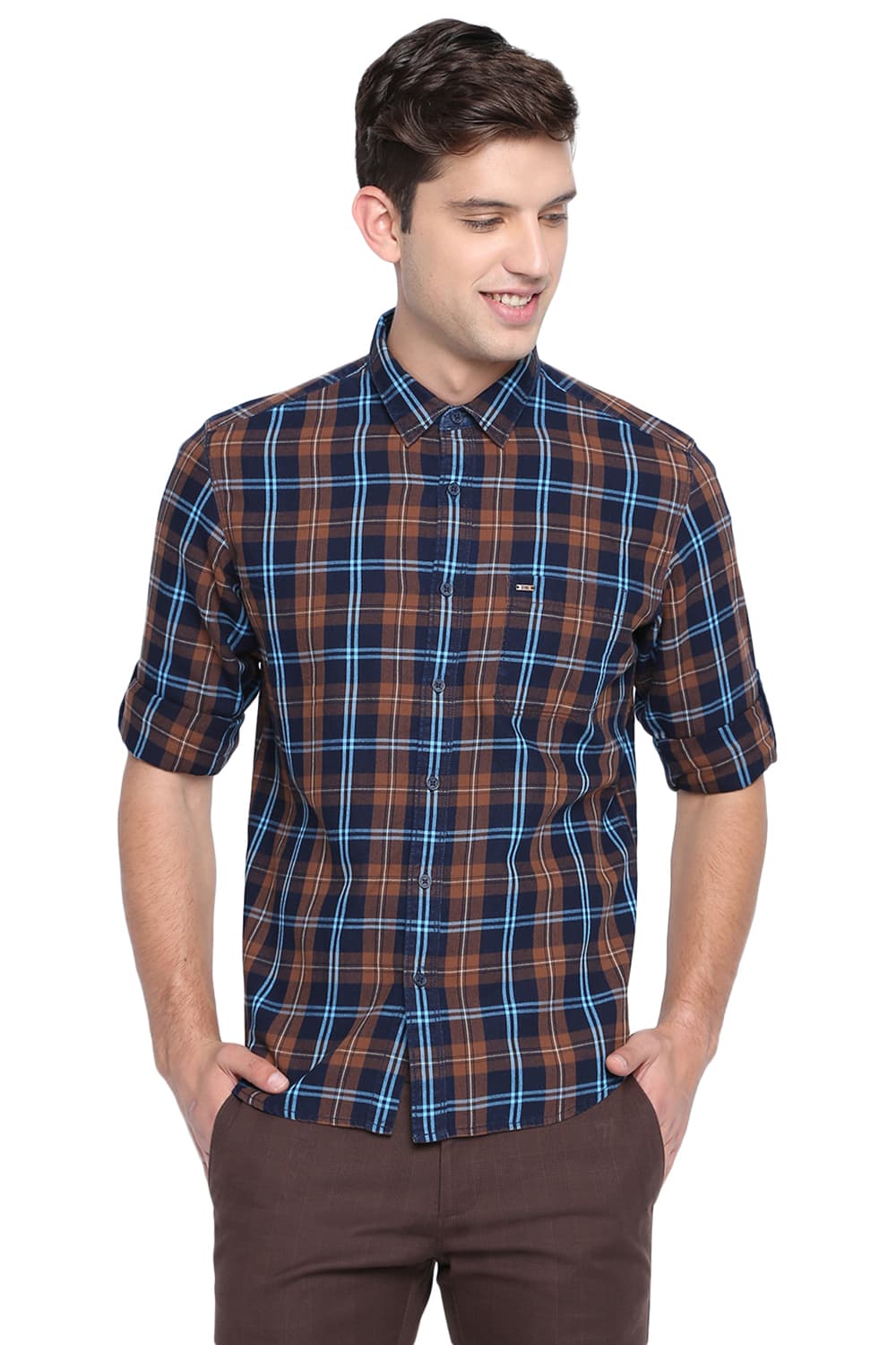 BASICS SLIM FIT CHECKS SHIRT