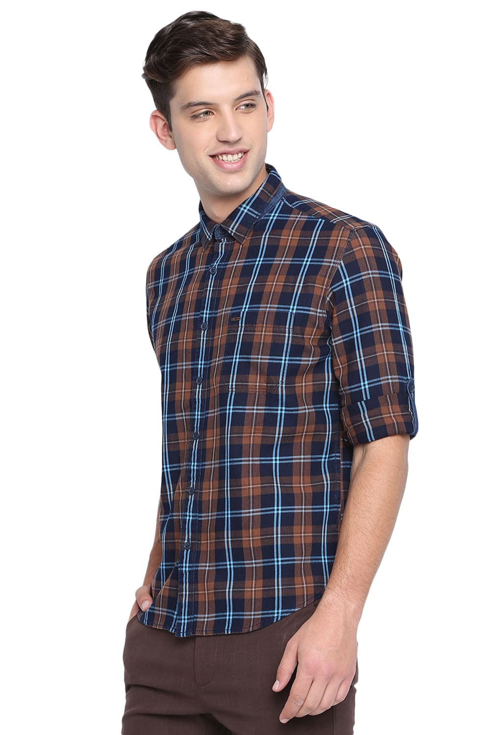 BASICS SLIM FIT CHECKS SHIRT