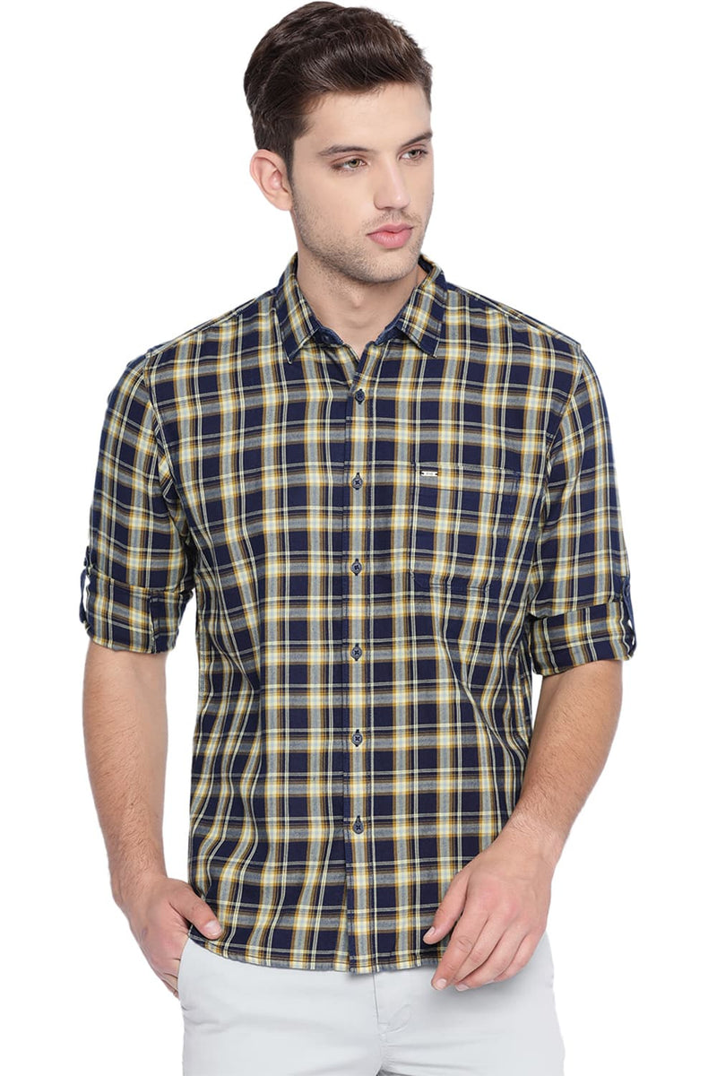 BASICS SLIM FIT CHECKS SHIRT