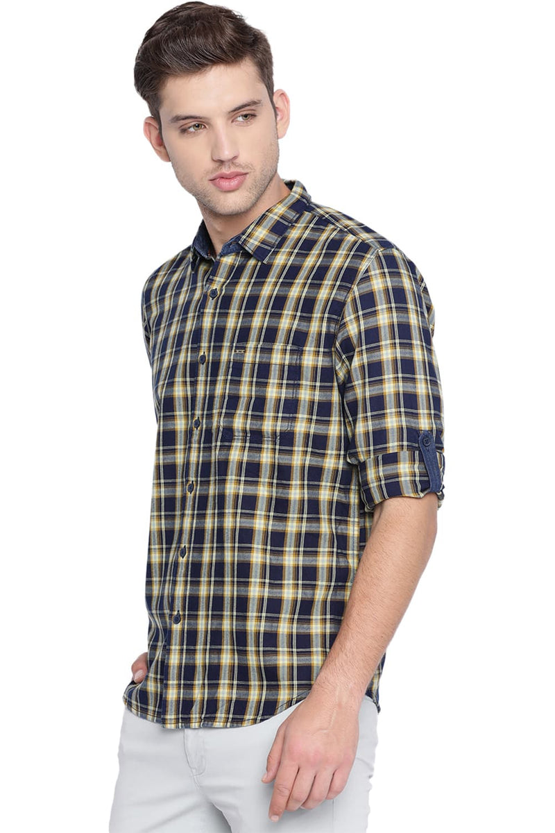 BASICS SLIM FIT CHECKS SHIRT