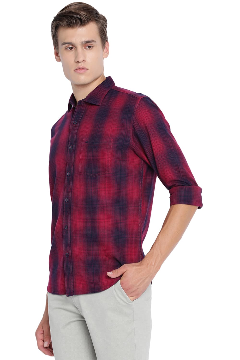 BASICS SLIM FIT CHECKS SHIRT