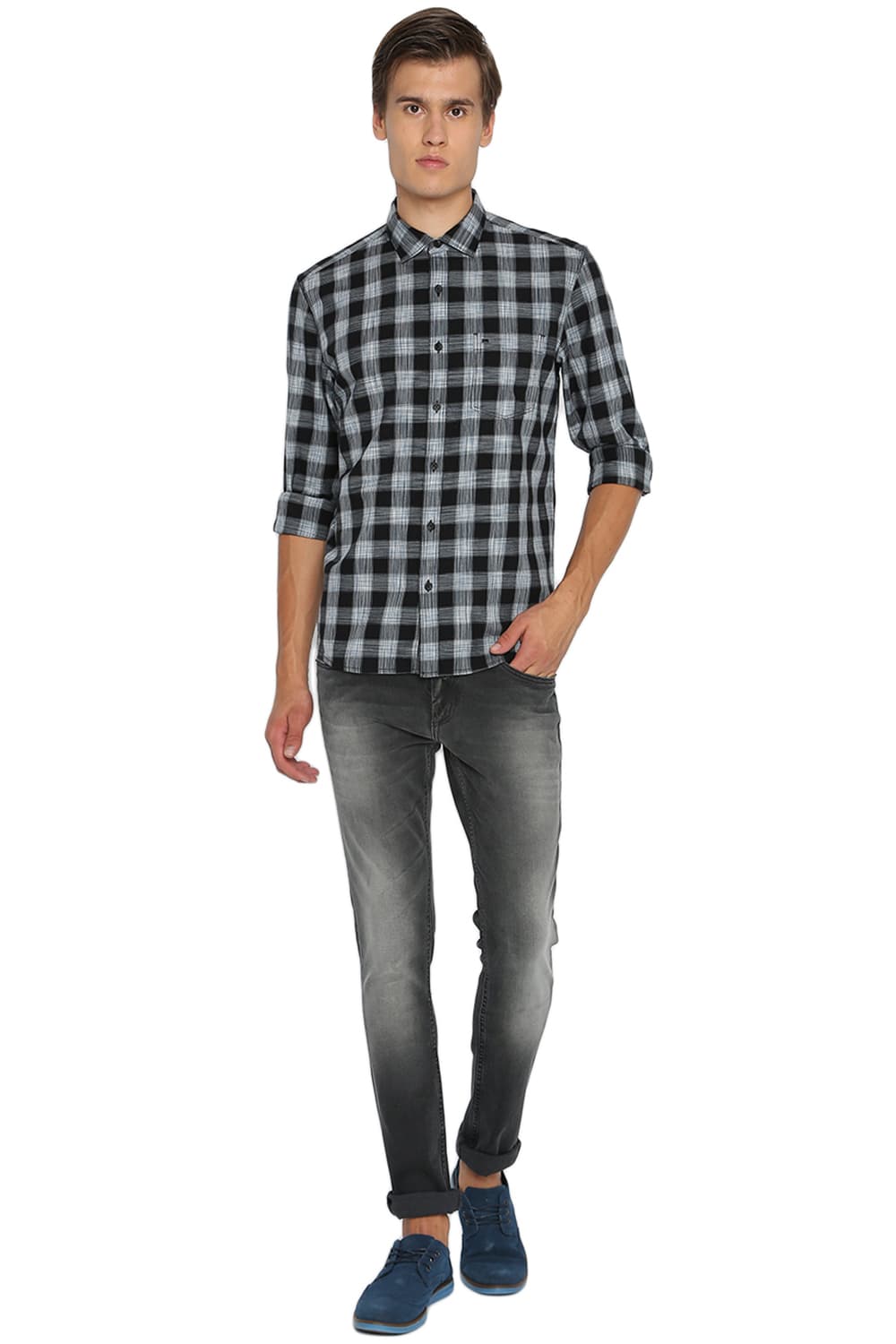 BASICS SLIM FIT CHECKS SHIRT