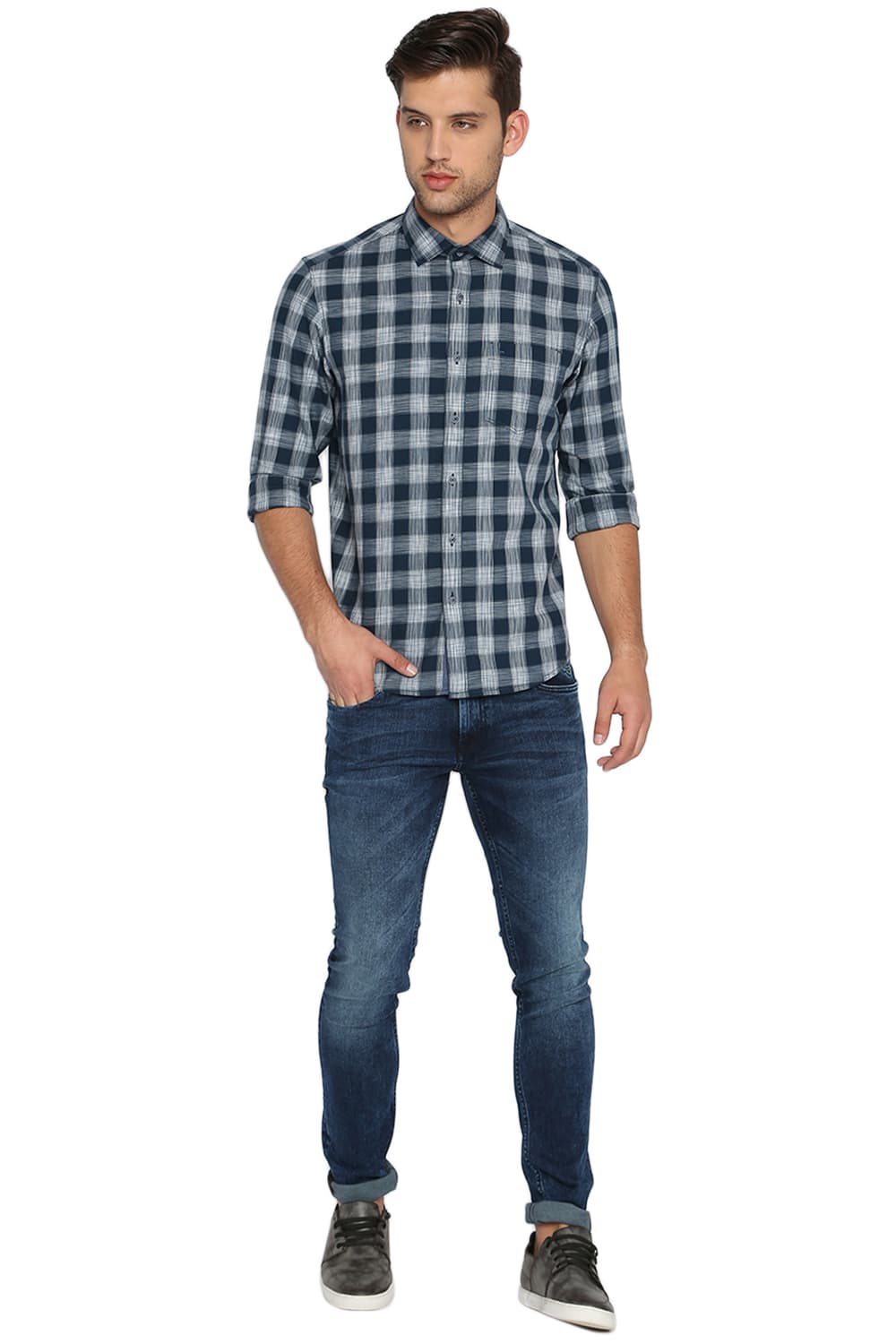 BASICS SLIM FIT CHECKS SHIRT