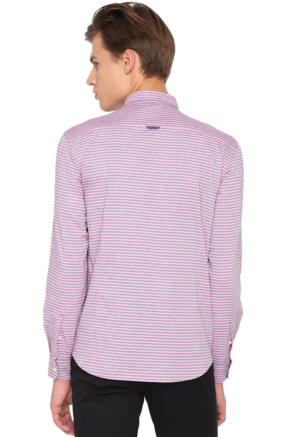 BASICS SLIM FIT WEFT STRIPED SHIRT