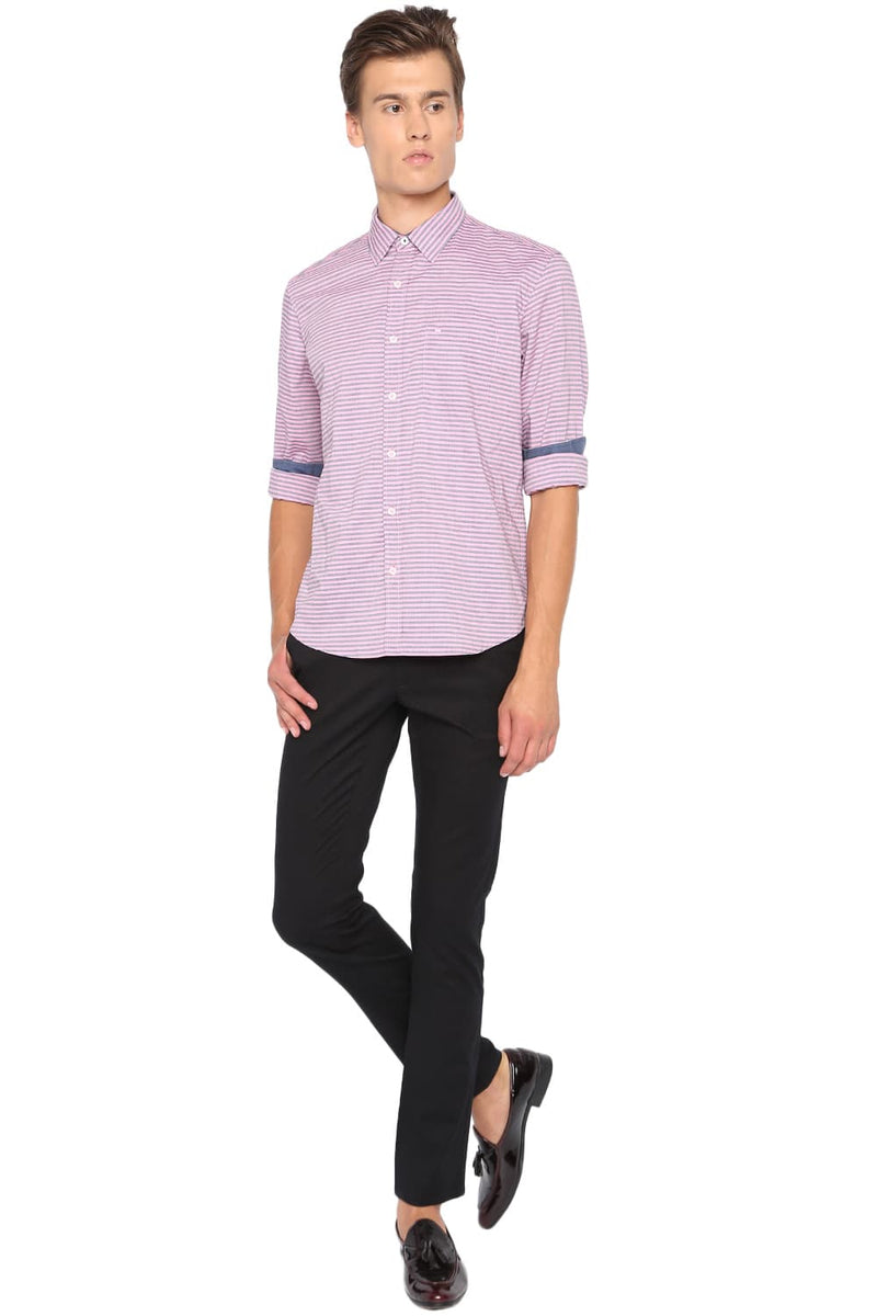 BASICS SLIM FIT WEFT STRIPED SHIRT