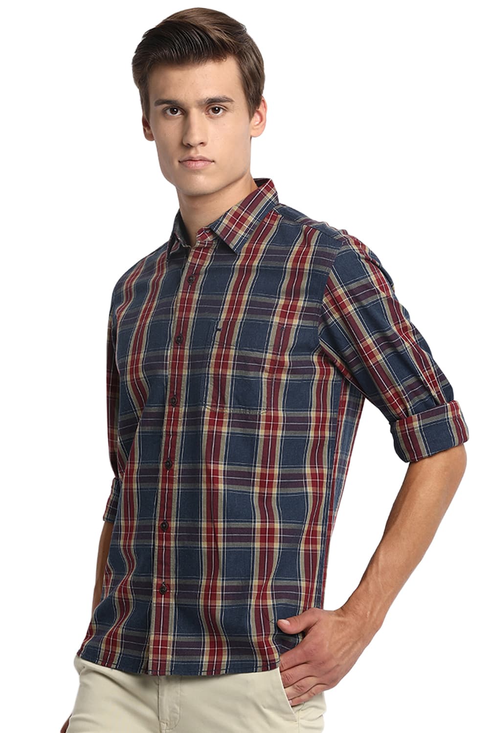 BASICS SLIM FIT CHECKS SHIRT